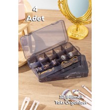 Feyza Design 4'lü Çok Amaçlı Şeffaf Takı ve Boncuk Organizer Kutusu