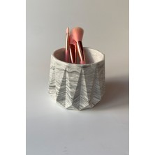 Feyza Design Çizgili Makyaj Organizeri, Taraklık ve Mermer Desenli Şık Saklama Çözümü