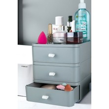 Feyza Design 3 Katlı Çekmece Masaüstü Organizer, Makyaj ve Takı Saklama Kutusu