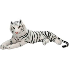 Toyfest Yan Yatan Beyaz Peluş Kaplan 90 cm