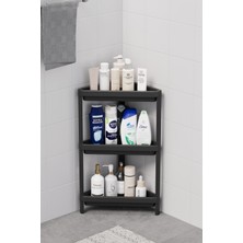 DEYHOMEVesken Üçgen Raf Ünitesi 3 Katlı Köşe Banyo Rafı Düzenleyici Organizer