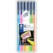 SHC4200 Staedtler 323 SB6CS1 Triplus Color Üçgen Keçeli Kalem Neon Renk 1.0 mm 6 Lı Set