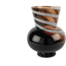 Mikasa Moor Kahverengi Beyaz Şeritli Cam Vazo 34X28CM