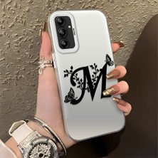 HONTINGA Samsung Galaxy A14 ile Uyumlu Kılıfı Silikon Kenar Sert Arka Düşüme Önleyici Basitlik Anti Düşme Kamera Korumali Basit Harf Sanatı Desen Telefon Kılıfı Kadın ve Erkek Için Uygundur K1-0620