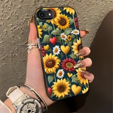 HONTINGA iPhone 8 ile Uyumlu Kılıfı Silikon Kenar Sert Arka Düşüme Önleyici Basitlik Anti Düşme Kamera Korumali Ayçiçeği Desen Telefon Kılıfı Kadın ve Erkek Için Uygundur K1-0619