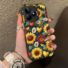 HONTINGA Realme C53 ile Uyumlu Kılıfı Silikon Kenar Sert Arka Düşüme Önleyici Basitlik Anti Düşme Kamera Korumali Ayçiçeği Desen Telefon Kılıfı Kadın ve Erkek Için Uygundur K1-0619