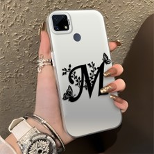 HONTINGA Realme C25 ile Uyumlu Kılıfı Silikon Kenar Sert Arka Düşüme Önleyici Basitlik Anti Düşme Kamera Korumali Basit Harf Sanatı Desen Telefon Kılıfı Kadın ve Erkek Için Uygundur K1-0620