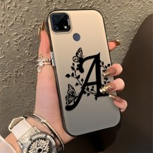 HONTINGA Realme C25 ile Uyumlu Kılıfı Silikon Kenar Sert Arka Düşüme Önleyici Basitlik Anti Düşme Kamera Korumali Basit Harf Sanatı Desen Telefon Kılıfı Kadın ve Erkek Için Uygundur K1-0620