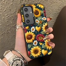 HONTINGA Samsung Galaxy S24 ile Uyumlu Kılıfı Silikon Kenar Sert Arka Düşüme Önleyici Basitlik Anti Düşme Kamera Korumali Ayçiçeği Desen Telefon Kılıfı Kadın ve Erkek Için Uygundur K1-0619