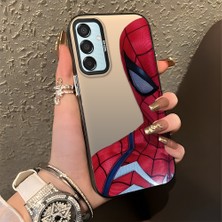 HONTINGA Samsung Galaxy M15 ile Uyumlu Kılıfı Silikon Kenar Sert Arka Düşüme Önleyici Basitlik Anti Düşme Kamera Korumali Spider Desen Telefon Kılıfı Kadın ve Erkek Için Uygundur K1-0618