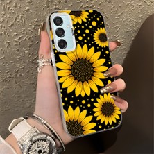 HONTINGA Samsung Galaxy M15 ile Uyumlu Kılıfı Silikon Kenar Sert Arka Düşüme Önleyici Basitlik Anti Düşme Kamera Korumali Ayçiçeği Desen Telefon Kılıfı Kadın ve Erkek Için Uygundur K1-0619