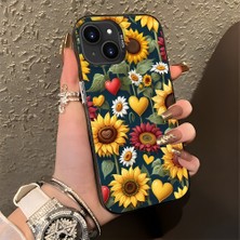 HONTINGA iPhone 13 ile Uyumlu Kılıfı Silikon Kenar Sert Arka Düşüme Önleyici Basitlik Anti Düşme Kamera Korumali Ayçiçeği Desen Telefon Kılıfı Kadın ve Erkek Için Uygundur K1-0619