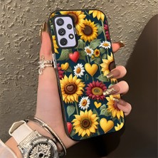 HONTINGA Samsung Galaxy A72 ile Uyumlu Kılıfı Silikon Kenar Sert Arka Düşüme Önleyici Basitlik Anti Düşme Kamera Korumali Ayçiçeği Desen Telefon Kılıfı Kadın ve Erkek Için Uygundur K1-0619