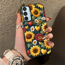 HONTINGA Samsung Galaxy M15 ile Uyumlu Kılıfı Silikon Kenar Sert Arka Düşüme Önleyici Basitlik Anti Düşme Kamera Korumali Ayçiçeği Desen Telefon Kılıfı Kadın ve Erkek Için Uygundur K1-0619