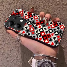 HONTINGA Xiaomi Redmi Note 13 ile Uyumlu Kılıfı Silikon Kenar Sert Arka Düşüme Önleyici Basitlik Anti Düşme Kamera Korumali Poker Desen Telefon Kılıf Kadın ve Erkek Için Uygundur K1-0621
