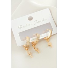 Nacario 3 Adet Şimşek Zirkon Taşlı Küpe