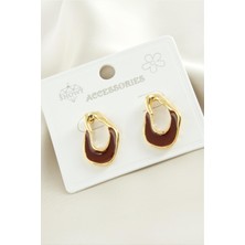 Nacario Oval Mineli Metal Küpe