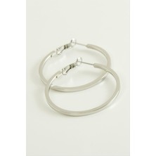 Nacario Ezme Lüks Çelik Halka Küpe 4 cm