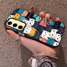 HONTINGA Samsung Galaxy S24 Fe ile Uyumlu Kılıfı Silikon Kenar Sert Arka Düşüme Önleyici Basitlik Anti Düşme Kamera Korumali Kedi Desen Telefon Kılıf Kadın ve Erkek Için Uygundur K1-0623