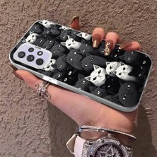 HONTINGA Samsung Galaxy A72 ile Uyumlu Kılıfı Silikon Kenar Sert Arka Düşüme Önleyici Basitlik Anti Düşme Kamera Korumali Kedi Desen Telefon Kılıf Kadın ve Erkek Için Uygundur K1-0623