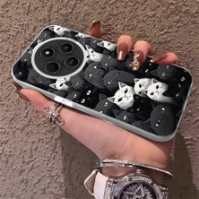 HONTINGA Xiaomi Redmi A4 ile Uyumlu Kılıfı Silikon Kenar Sert Arka Düşüme Önleyici Basitlik Anti Düşme Kamera Korumali Kedi Desen Telefon Kılıf Kadın ve Erkek Için Uygundur K1-0623