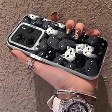 HONTINGA Xiaomi Redmi Note 14 4g ile Uyumlu Kılıfı Silikon Kenar Sert Arka Düşüme Önleyici Basitlik Anti Düşme Kamera Korumali Kedi Desen Telefon Kılıf Kadın ve Erkek Için Uygundur K1-0623