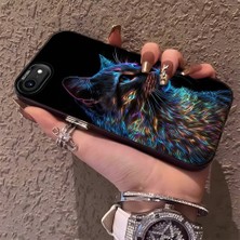 HONTINGA iPhone 7 ile Uyumlu Kılıfı Silikon Kenar Sert Arka Düşüme Önleyici Basitlik Anti Düşme Kamera Korumali Siyah Kedi Desen Telefon Kılıf Kadın ve Erkek Için Uygundur K1-0624