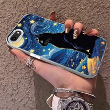 HONTINGA iPhone Se 2020 ile Uyumlu Kılıfı Silikon Kenar Sert Arka Düşüme Önleyici Basitlik Anti Düşme Kamera Korumali Siyah Kedi Desen Telefon Kılıf Kadın ve Erkek Için Uygundur K1-0624