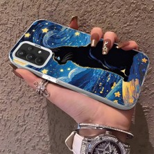 HONTINGA Samsung Galaxy A32 ile Uyumlu Kılıfı Silikon Kenar Sert Arka Düşüme Önleyici Basitlik Anti Düşme Kamera Korumali Siyah Kedi Desen Telefon Kılıf Kadın ve Erkek Için Uygundur K1-0624