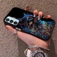 HONTINGA Samsung Galaxy M15 ile Uyumlu Kılıfı Silikon Kenar Sert Arka Düşüme Önleyici Basitlik Anti Düşme Kamera Korumali Siyah Kedi Desen Telefon Kılıf Kadın ve Erkek Için Uygundur K1-0624