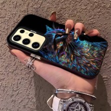 HONTINGA Samsung Galaxy S24 Ultra ile Uyumlu Kılıfı Silikon Kenar Sert Arka Düşüme Önleyici Basitlik Anti Düşme Kamera Korumali Siyah Kedi Desen Telefon Kılıf Kadın ve Erkek Için Uygundur K1-0624