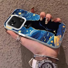 HONTINGA Xiaomi Redmi 9c ile Uyumlu Kılıfı Silikon Kenar Sert Arka Düşüme Önleyici Basitlik Anti Düşme Kamera Korumali Siyah Kedi Desen Telefon Kılıf Kadın ve Erkek Için Uygundur K1-0624