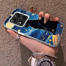 HONTINGA Poco X7 ile Uyumlu Kılıfı Silikon Kenar Sert Arka Düşüme Önleyici Basitlik Anti Düşme Kamera Korumali Siyah Kedi Desen Telefon Kılıf Kadın ve Erkek Için Uygundur K1-0624