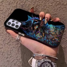 HONTINGA Samsung Galaxy A72 ile Uyumlu Kılıfı Silikon Kenar Sert Arka Düşüme Önleyici Basitlik Anti Düşme Kamera Korumali Siyah Kedi Desen Telefon Kılıf Kadın ve Erkek Için Uygundur K1-0624