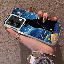 HONTINGA Xiaomi Redmi Note 13 ile Uyumlu Kılıfı Silikon Kenar Sert Arka Düşüme Önleyici Basitlik Anti Düşme Kamera Korumali Siyah Kedi Desen Telefon Kılıf Kadın ve Erkek Için Uygundur K1-0624