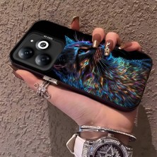 HONTINGA Tecno Spark 20C ile Uyumlu Kılıfı Silikon Kenar Sert Arka Düşüme Önleyici Basitlik Anti Düşme Kamera Korumali Siyah Kedi Desen Telefon Kılıf Kadın ve Erkek Için Uygundur K1-0624