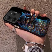 HONTINGA Xiaomi Redmi Note 14 4g ile Uyumlu Kılıfı Silikon Kenar Sert Arka Düşüme Önleyici Basitlik Anti Düşme Kamera Korumali Siyah Kedi Desen Telefon Kılıf Kadın ve Erkek Için Uygundur K1-0624