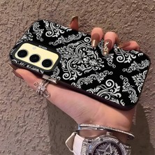 HONTINGA Samsung Galaxy S24 Fe ile Uyumlu Kılıfı Silikon Kenar Sert Arka Düşüme Önleyici Basitlik Anti Düşme Kamera Korumali Retro Desen Telefon Kılıf Kadın ve Erkek Için Uygundur K1-0625