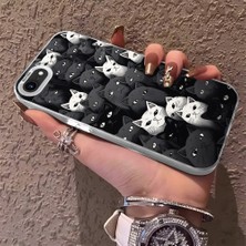 HONTINGA iPhone Se 2022 ile Uyumlu Kılıfı Silikon Kenar Sert Arka Düşüme Önleyici Basitlik Anti Düşme Kamera Korumali Kedi Desen Telefon Kılıf Kadın ve Erkek Için Uygundur K1-0623