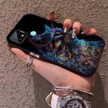 HONTINGA Realme C21 ile Uyumlu Kılıfı Silikon Kenar Sert Arka Düşüme Önleyici Basitlik Anti Düşme Kamera Korumali Siyah Kedi Desen Telefon Kılıf Kadın ve Erkek Için Uygundur K1-0624