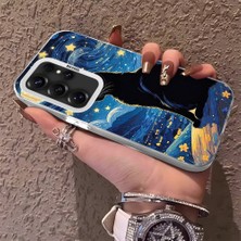 HONTINGA Samsung Galaxy S25 Ultra ile Uyumlu Kılıfı Silikon Kenar Sert Arka Düşüme Önleyici Basitlik Anti Düşme Kamera Korumali Siyah Kedi Desen Telefon Kılıf Kadın ve Erkek Için Uygundur K1-0624