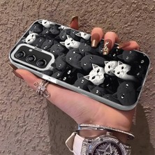 HONTINGA Samsung Galaxy M34 ile Uyumlu Kılıfı Silikon Kenar Sert Arka Düşüme Önleyici Basitlik Anti Düşme Kamera Korumali Kedi Desen Telefon Kılıf Kadın ve Erkek Için Uygundur K1-0623