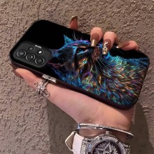 HONTINGA Samsung Galaxy A52S 5g ile Uyumlu Kılıfı Silikon Kenar Sert Arka Düşüme Önleyici Basitlik Anti Düşme Kamera Korumali Siyah Kedi Desen Telefon Kılıf Kadın ve Erkek Için Uygundur K1-0624