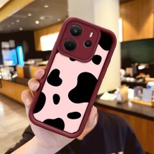 HONTINGA Xiaomi Redmi Note 14 ile Uyumlu Kılıfı Düşüme Önleyici Basitlik Anti Düşme Kamera Korumali Inek Bordo Desen Yumuşak Silikon Telefon Kılıfı Kadın ve Erkek Için Uygundur K2-7116
