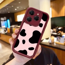 HONTINGA Tecno Spark 20 Pro ile Uyumlu Kılıfı Düşüme Önleyici Basitlik Anti Düşme Kamera Korumali Inek Bordo Desen Yumuşak Silikon Telefon Kılıfı Kadın ve Erkek Için Uygundur K2-7116