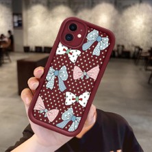 HONTINGA iPhone 11 ile Uyumlu Kılıfı Düşüme Önleyici Basitlik Anti Düşme Kamera Korumali Vintage Bow Bordo Desen Yumuşak Silikon Telefon Kılıfı Kadın ve Erkek Için Uygundur K2-7084