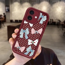 HONTINGA iPhone 16 ile Uyumlu Kılıfı Düşüme Önleyici Basitlik Anti Düşme Kamera Korumali Vintage Bow Bordo Desen Yumuşak Silikon Telefon Kılıfı Kadın ve Erkek Için Uygundur K2-7084