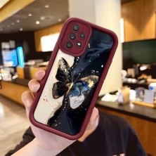 HONTINGA Samsung Galaxy A52S 5g ile Uyumlu Kılıfı Düşüme Önleyici Basitlik Anti Düşme Kamera Korumali Vintage Bow Bordo Desen Yumuşak Silikon Telefon Kılıfı Kadın ve Erkek Için Uygundur K2-7084