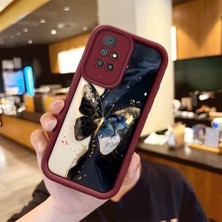 HONTINGA Xiaomi Redmi 10 2022 ile Uyumlu Kılıfı Düşüme Önleyici Basitlik Anti Düşme Kamera Korumali Vintage Bow Bordo Desen Yumuşak Silikon Telefon Kılıfı Kadın ve Erkek Için Uygundur K2-7084