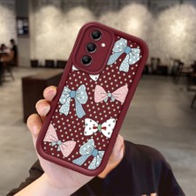 HONTINGA Samsung Galaxy A14 ile Uyumlu Kılıfı Düşüme Önleyici Basitlik Anti Düşme Kamera Korumali Vintage Bow Bordo Desen Yumuşak Silikon Telefon Kılıfı Kadın ve Erkek Için Uygundur K2-7084